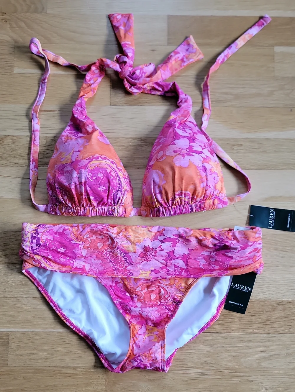 Ralph Lauren Pink & Orange Floral Bikini Set NWT!
